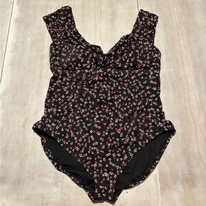 Miracle Brands Beach Betty Floral Black One-Piece Swimsuit